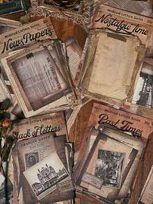 1 Libro, 15 imágenes, 2 hojas por imagen / 30 hojas en total, Papel de material de letras retro para decoración de bricolaje para cuadernos, Serie de cartas de la Edad Media - Multicolor - Ver 3