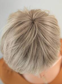 7JHH WIGS 女士金色短直发假发，带刘海，夏季自然造型合成纤维头发，香槟金色假发，适合日常使用，10 英寸 - 香檳色 - 查看 7