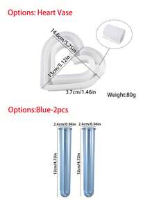 1Pc Heart Shaped Silicone Mould DIY Hydroponic Test Tube Plant Vase Mold Cement Flower Pots Resin Mold Decor Concrete Molds - White - View 2