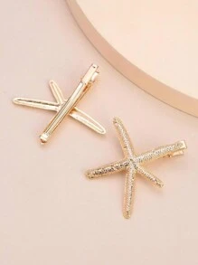 2pcs Starfish Decor Alligator Hair Clip Claw Clips Hair Claws Hair Barrettes