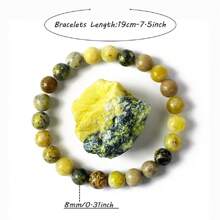 Pulseras de cuentas de jaspe rojo genuino 5A para mujeres y hombres con cuentas de piedra natural de 8 mm , pulseras de oración y meditación , joyería de meditación de yoga de regalo , pulsera de cuentas genuinas de piedra natural de jaspe rojo para hombres , joyas de piedras preciosas verdes de flores naturales para mujeres en estilo bohemio, brazalete elástico. - 8mmCuentas17cm - Ver 2