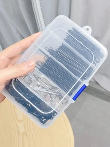 1pc-2pcs Hair Clip Storage Case, 5-Grid/6-Grid Compartments Box For Hairpins, Makeup Hair Tie, Bobby Pins And Other Hair Accessories Back To School