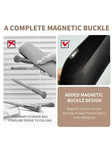 Portable Silicone Makeup Brush Holder - Soft & Fashionable Travel Makeup Organizer - Black - View 6