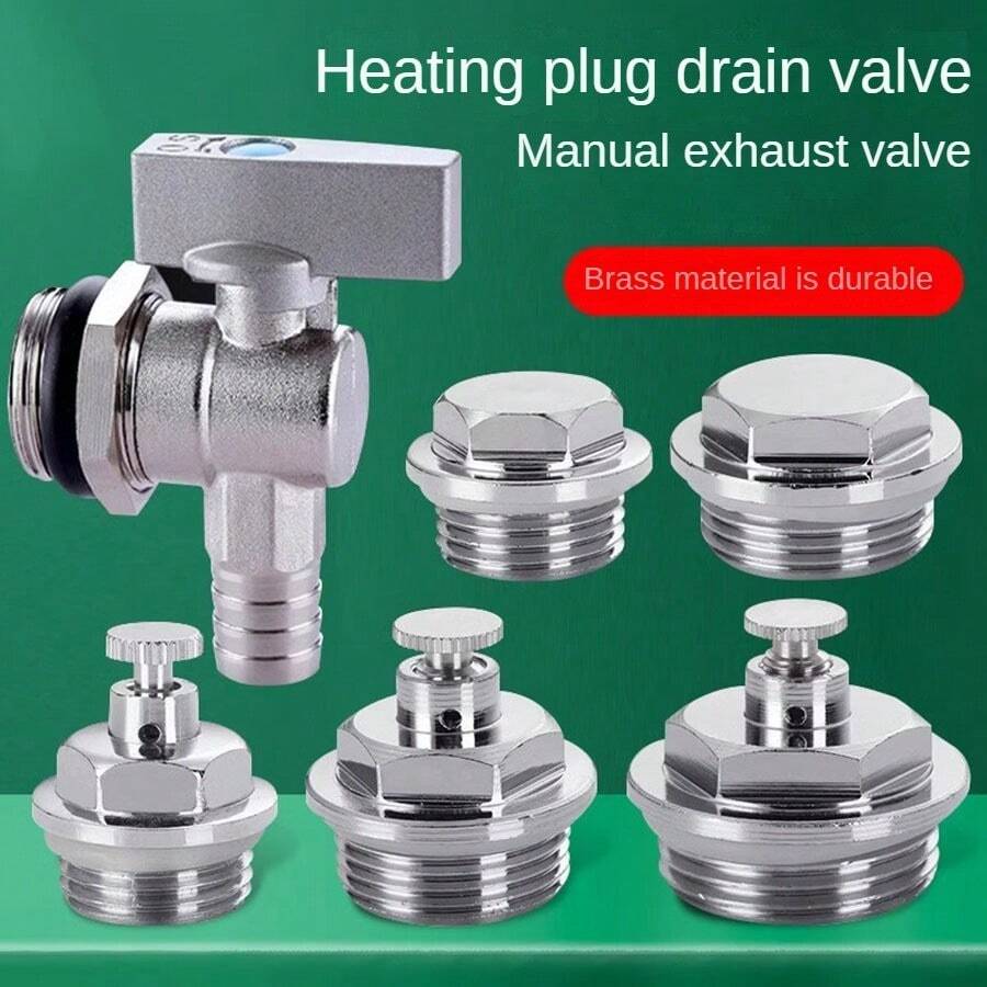 5 piezas/Conjunto de tapa de tubo de cobre Tapón de agua Tapón de rosca interna y externa Tapa de enchufe de rosca Tapa de tubería Tapa de orificio de pared para tuberías de 4/6 pulgadas de diámetro Tapón de válvula de escape y drenaje de calentador de agua doméstico