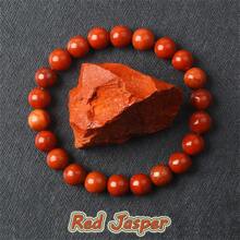 Pulseras de cuentas de jaspe rojo genuino 5A para mujeres y hombres con cuentas de piedra natural de 8 mm , pulseras de oración y meditación , joyería de meditación de yoga de regalo , pulsera de cuentas genuinas de piedra natural de jaspe rojo para hombres , joyas de piedras preciosas verdes de flores naturales para mujeres en estilo bohemio, brazalete elástico. - 8mmCuentas17cm - Ver 15