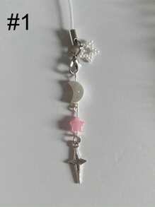 1pc Cute Phone Charms Aesthetic Y2K Cell Phone Charms Strap Pink Moon Star Bowknot Phone Charm Y2K Accessories For Phone Bag Keychain For Cell Phone Camera Pendants Decor - Multicolor - View 3