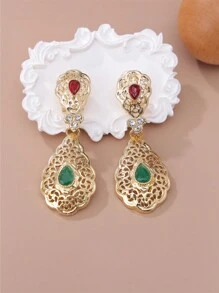 1 Pair Elegant Moroccan Stylish Women Earrings, Vintage Bride Imitation Gold Imitation Silver Earrings, Women Holiday Ramadam Essential Ear Pendant Earrings - Earrings - View 19