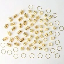 40pcs Gold Color Ring Set Hair Hoops, Perfect For Braids, Vintage Hair Clips