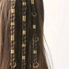 40pcs Gold Color Ring Set Hair Hoops, Perfect For Braids, Vintage Hair Clips
