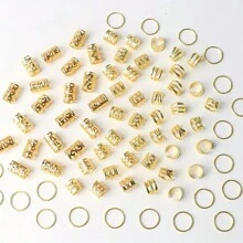 40pcs Gold Color Ring Set Hair Hoops, Perfect For Braids, Vintage Hair Clips