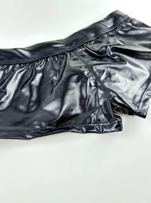 JOCKMAIL 1 件装男士 Spectrum 平角内裤 舞台反光人造革男士内裤 - 黑色 - 查看 6