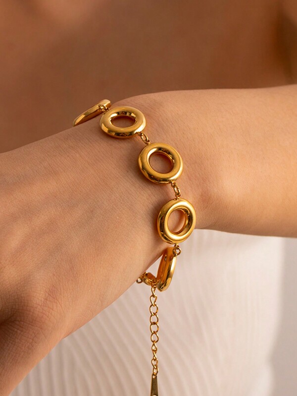 Uworld 1 pezzo Braccialetto a cerchio in acciaio inossidabile placcato oro 18K con orecchini a pendente, design personalizzato di lusso leggero e moda per l