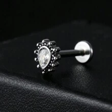 1pc 316L Stainless Steel Labret Lip Rings Nose Studs Cartilage Zirconia Crystal Piercing Women Body Jewelry