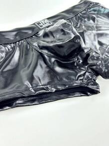 JOCKMAIL 1 件装男士 Spectrum 平角内裤 舞台反光人造革男士内裤 - 黑色 - 查看 4