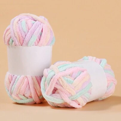 One Roll Multicolor Thick Ice-Striped Wool Yarn Hand-Knitting Scarf Thread 1#