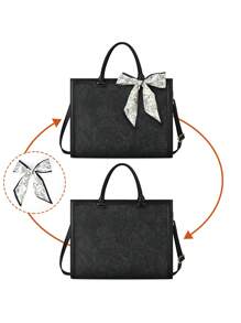 Laptop Bag For Women 15.6 Inch Laptop Tote Bag Waterproof Leather Computer Tote Bag Business Lightweight Office Briefcase Large Capacity Handbag Shoulder Bag - Black - View 7