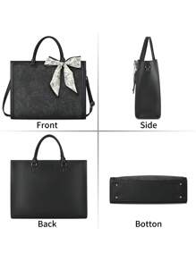 Laptop Bag For Women 15.6 Inch Laptop Tote Bag Waterproof Leather Computer Tote Bag Business Lightweight Office Briefcase Large Capacity Handbag Shoulder Bag - Black - View 6