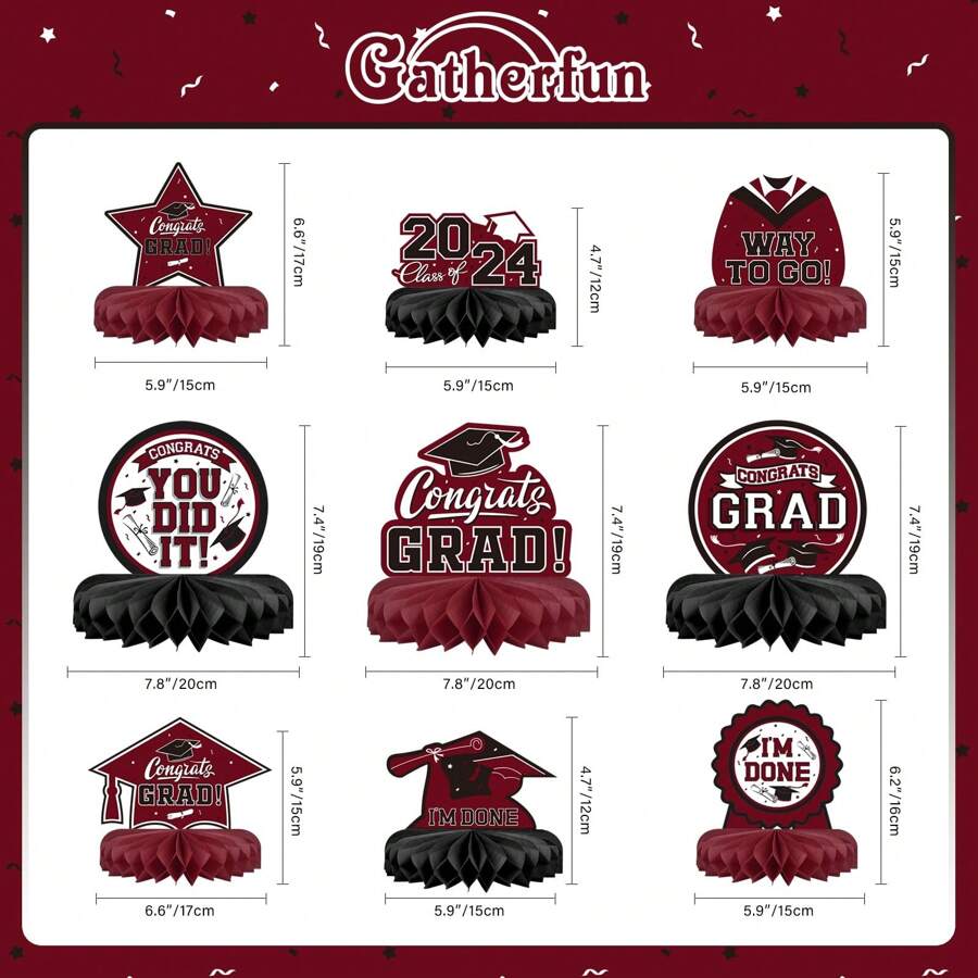 9PCS Graduation Party Decorations Class Of 2024 Congrats Grad Table