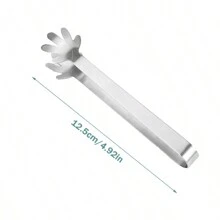 1入迷你創意棕櫚形冰夾不鏽鋼餅幹夾咖啡冰糖冰夾奶茶檸檬夾廚房工具 - 銀色 - 查看 2