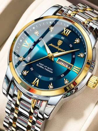 Men Casual Business  Quartz Wristwatches Diamond Clock  Luminous  Auto Date  Watches 1PC