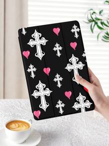 Ốp lưng bảo vệ máy tính bảng Goth Heart Y2K 1 chiếc họa tiết Love & Cross, chống rơi, khe cắm bút chì, hỗ trợ chế độ ngủ/thức, tương thích với Samsung và iPad - Nhiều màu - Xem 3