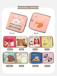 1pc Baby Cloth Book Soft Tear-Resistant With Sound, Educational Toy For Fruit/Vegetable/Animal Cognition, 0-1 Years Old