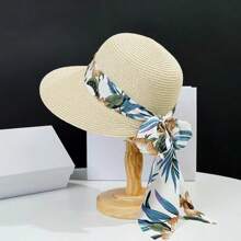 Women Sun Hat With Wide Brim Ribbon And Breathable Weaved Straw, Perfect For Outdoorsy And Versatile Look Bow - Multicolor - View 5