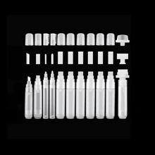 10入/1包或5入/1包空的補充彩筆，可供選擇圓頭，斜頭和扁頭，尺寸有0.7mm、3mm、4.5mm、6mm、8mm、10mm、15mm、30mm、50mm,空裝可裝與您的藝術塗鴉使用的水性、油性或丙烯顏料，透明筆管，DIY任意填充 - 無色 - 查看 1