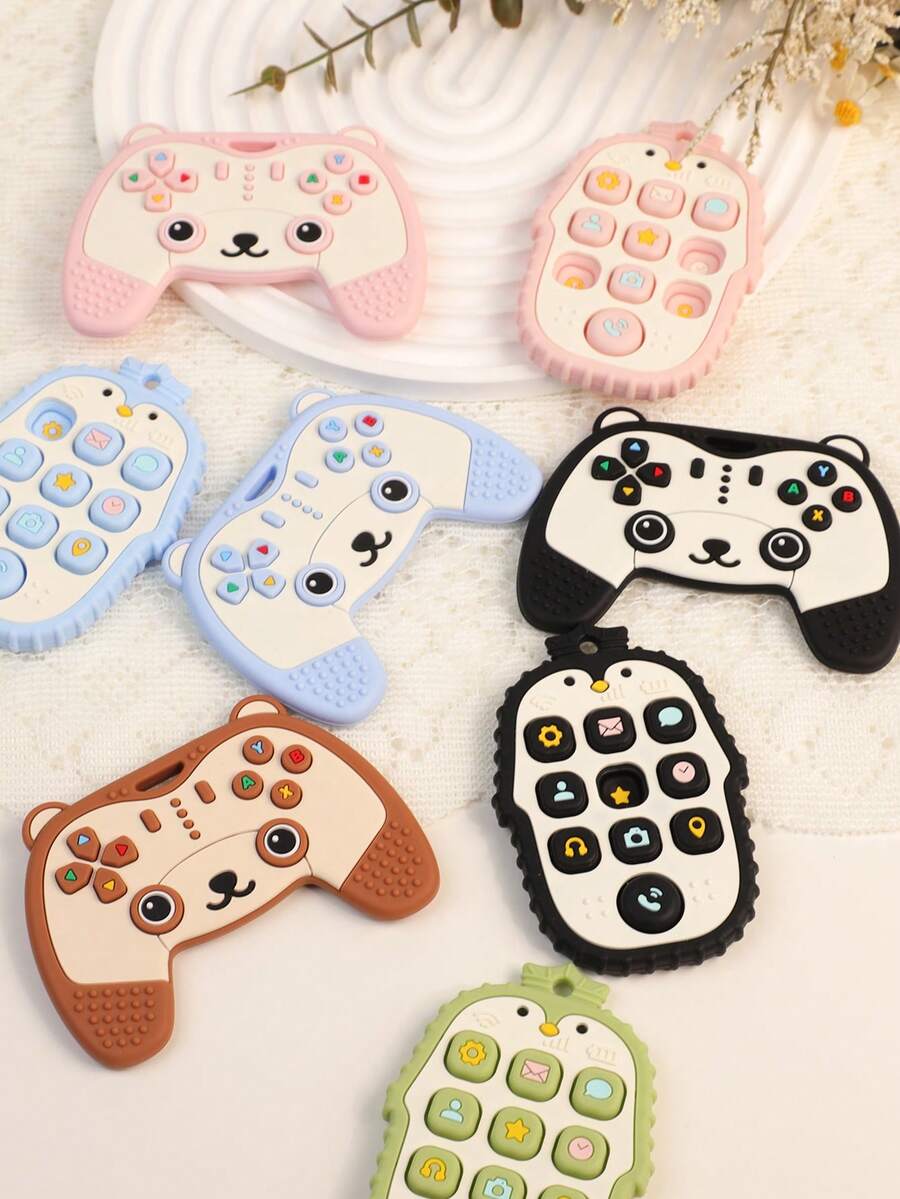 2pcs Cartoon Penguin Press & Unwind Teether And Teddy Bear Shaped ...