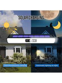 Solcellsdriven vägglampa med rörelsesensor, landskapsbelysning med justerbar vinkel, vattentät dekorativ LED-trädgårdslampa för trappor, vägghängd utomhusbelysning med rörelsedetektor för trädgård - Svart - Visa 6