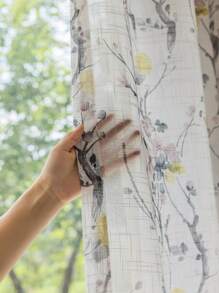 A Polyester Fiber Jacquard Flower Print Sheer Curtain, Modern Style, Suitable For Living Room Or Bedroom With A Farmhouse Vibe, Perfect For Smaller Windows - Multicolor - View 5