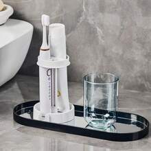 Home Mouthwash Cup Set For Student And Couples, Electric Toothbrush Holder With Storage Rack Countertop Organizer - Grey - View 7