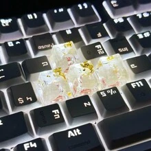 4pcs White Translucent ABS Resin Floral Embroidery Key Caps For Mechanical Keyboard Assembly (OEM R4 Height) - White - View 7