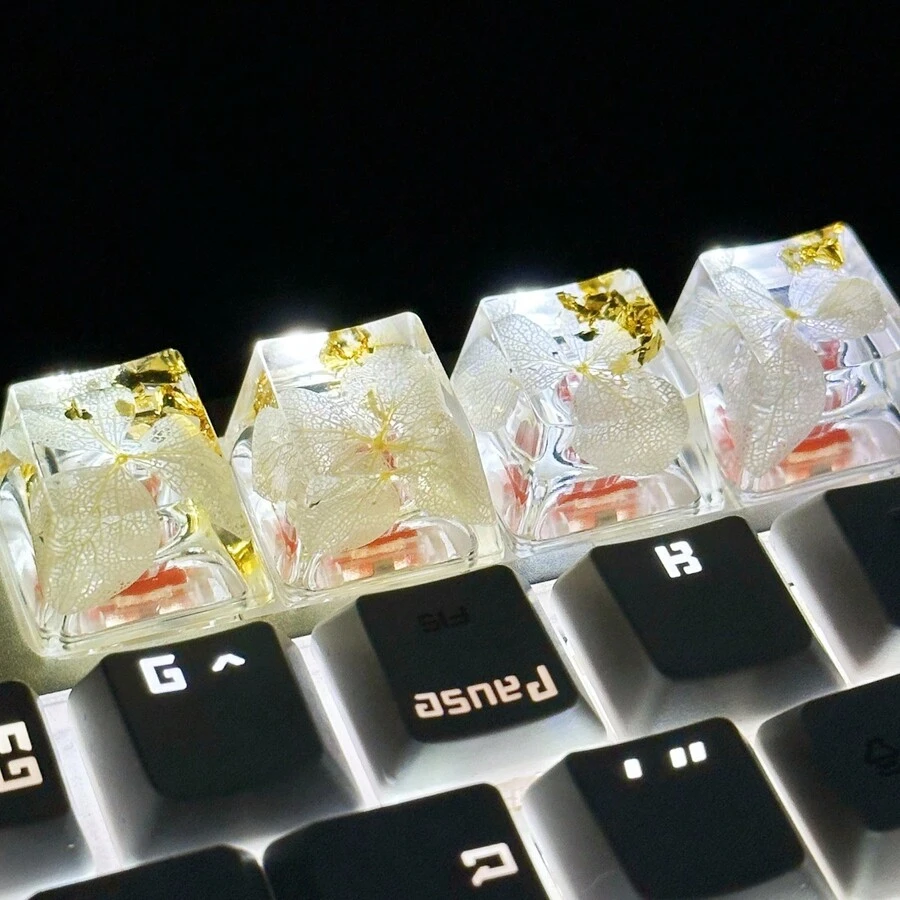 4 Màu Trắng Mờ Nhựa ABS Thêu Hoa Mũ Phím Cho Bàn Phím Cơ Hội (OEM R4 Chiều Cao)