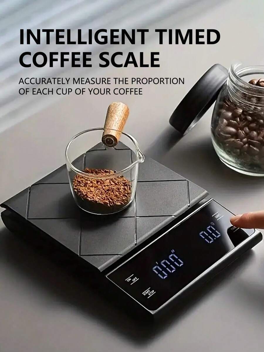 1PC Coffee Electronic Scale With Timer, High Precision Gram Weight Kitchen Baking Home Use Small Chinese Medicine Electronic Scale, Easy-To-Read LCD Display, Black Durable Plastic Material, Multiple Unit Conversion, Accurate Baking Tool, Suitable For Home Cooking Gram Scale Kitchenware, Baking Tools, Food Gram Electronic Scale (Batteries Not Included)[New Year Kitchen Accessories]