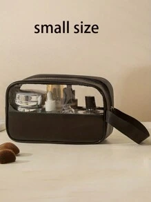 1 PC Thời Trang Mới Vuông Màu Rắn Vải Da PU & PVC Không Thấm Nước Có Dây Kéo Trên Và Túi Trang Điểm Cho Nữ Với Thiết Kế Dây Đeo Thích Hợp Cho Sinh Viên Đại Học Đi Nghỉ Kỳ Nghỉ Du Lịch Cho Trường Học Túi Đi Biển Đồ Đi Biển Dụng Cụ Đựng Khăn Đi Biển Phụ Kiện Bãi Biển Đồ Đi Biển Cho Mùa Hè - màu đen - Xem 7