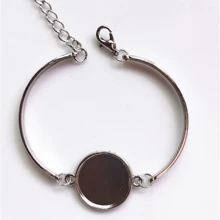 10pcs Alloy Raised Round Bezel Blank Settings Pendant Trays 20mm Bracelet DIY Jewelry Making Findings Craft Supplies - Silver - View 2