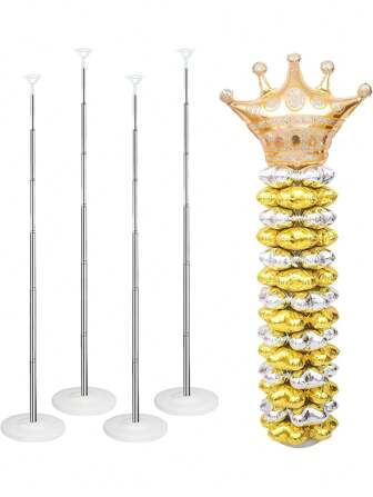 1/2 set ballongpelarstativ för golvset ballongbågsstativ med baser metall teleskopisk design höjdjusterbar ballongtornhållare för födelsedag, bröllop, bruddusch, examensfestdekoration (lämplig för folieballonger eller 12-tums latexballonger)., Tillbaka till skolan alla hjärtans dag