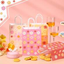 24 Pieces Daisy Flower Gift Bags Bulk Boho Daisy Party Favors Bags Daisy Goodie Treat Candy Bags With Handles For Wedding Retro Birthday Spring Party Decorations Supplies Groovy Gift Bags Party Favors Valentine Day