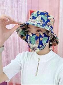 Women Detachable Bucket Hat With Removable Face Shield, Bucket Hat, Wide Brim Sun Hat, Adjustable - Multicolor - View 3
