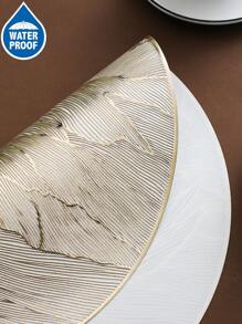 2-6 stuks goud ronde 15 inch veren waterdichte placemats, wasbaar, gemakkelijk schoon te maken, afveegbaar, antislip, hittebestendig, voor vakantie bruiloft feest festival tafeldecoratie