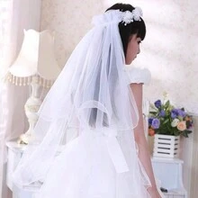 1入組兒童蕾絲花冠頭帶，節日表演和婚禮新娘髮飾，適用於節日表演和婚禮場地，婚禮 - 白色 - 查看 2