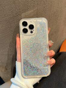 Summer Sequins Big Hole Shockproof Phone Case With Liquid Sand And Glitter Powder Compatible With IPhone Waterproof Anti-Fall Scratch Resistant