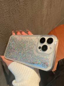 Summer Sequins Big Hole Shockproof Phone Case With Liquid Sand And Glitter Powder Compatible With IPhone Waterproof Anti-Fall Scratch Resistant