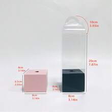 1pc PVC Clear Panoramic Rose Single Flower Box With Light House-Shaped Handle Fresh Flower Wrapping For Mother's Day Bouquets And Preserved Flowers - Pink - View 2