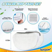 Steam Mop Pads 5 Pack For Powerfresh 1940 1544 1440 1806 Series Floor Steamer Hard Floor Cleaner Microfiber Rags Replacement Parts For Model 1544A 2075A 5938 1940W 19404 1940A - White - View 3