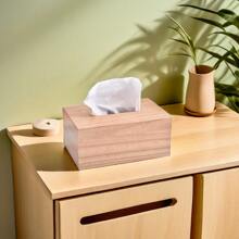 1pc Wooden Tissue Box, Simple Tissue Storage Box, Handmade Furniture Brings A Natural Feeling To Your Home - Apricot - View 4