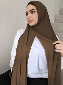 1pc Women's Solid Color Comfortable Stretchy Scarf Hijab Headscarf, Fashionable And Simple, Convenient, Suitable For All Seasons For Abaya Daily Under Cap Veiled Clothes