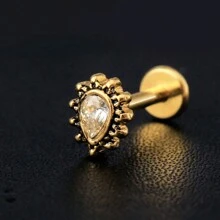 1pc 316L Stainless Steel Labret Lip Rings Nose Studs Cartilage Zirconia Crystal Piercing Women Body Jewelry