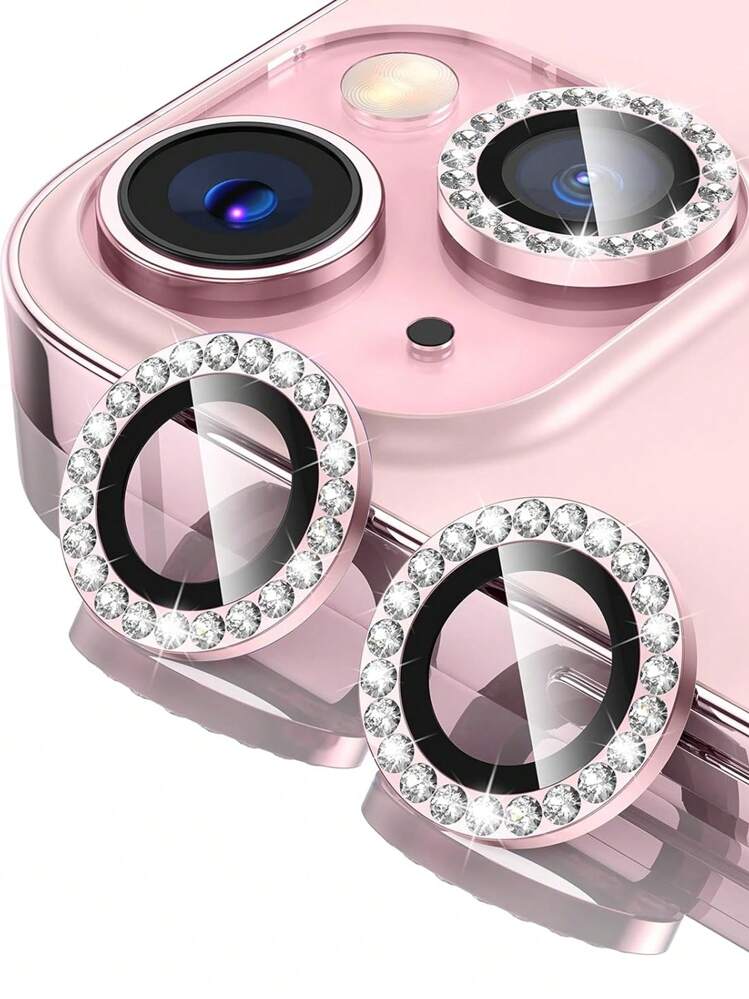 1 Set Rhinestone Lens Film, Metal Single Ring Camera Lens Protector, Tempered Glass [Anti-Scratch], Compatible With IPhone 11/12/13/14/15/16/16 Plus/16 Pro/16 Pro Max/17/17 Air/17 Pro/17 Pro Max
